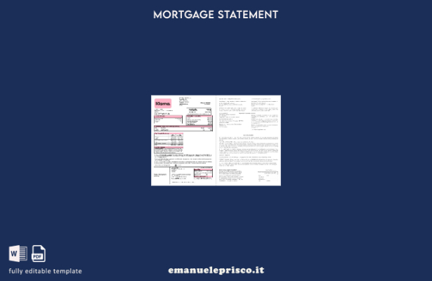 modello di estratto conto ipotecario svedese Klarna Bank in stile verificato in 